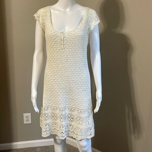 Lilly Pulitzer Ivory Crochet Dress with Silk Slip, Size Small, Classic, Polished